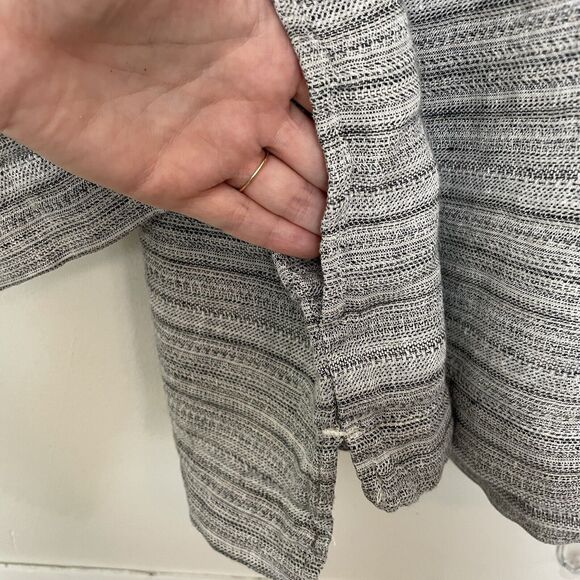 J. Jill Sz Medium Gray Pure Linen Pullover Henley Blouse Pockets Lagenlook - Picture 8 of 12